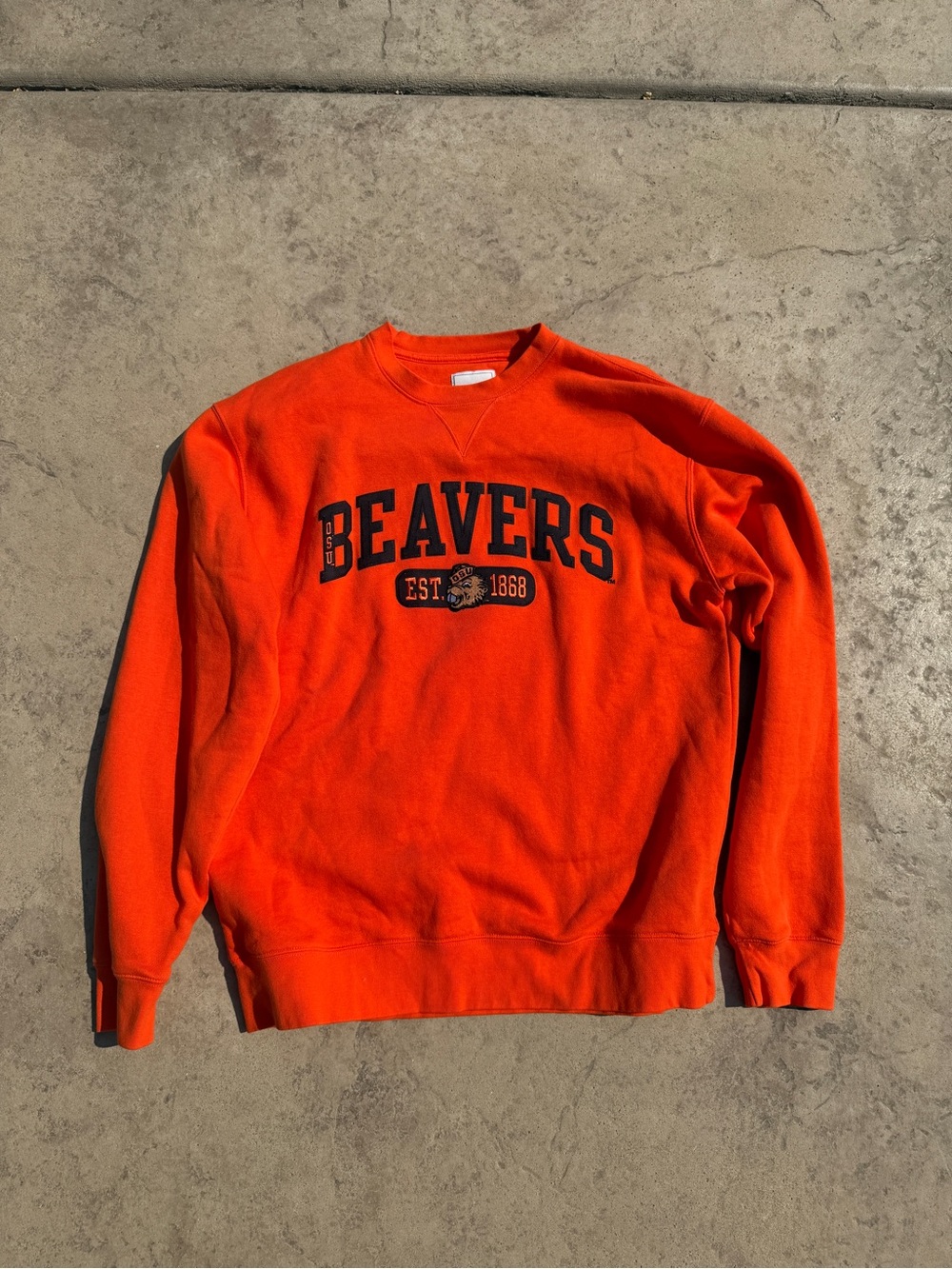 Oregon State Beavers Graphic Orange Crewneck Sweatshirt